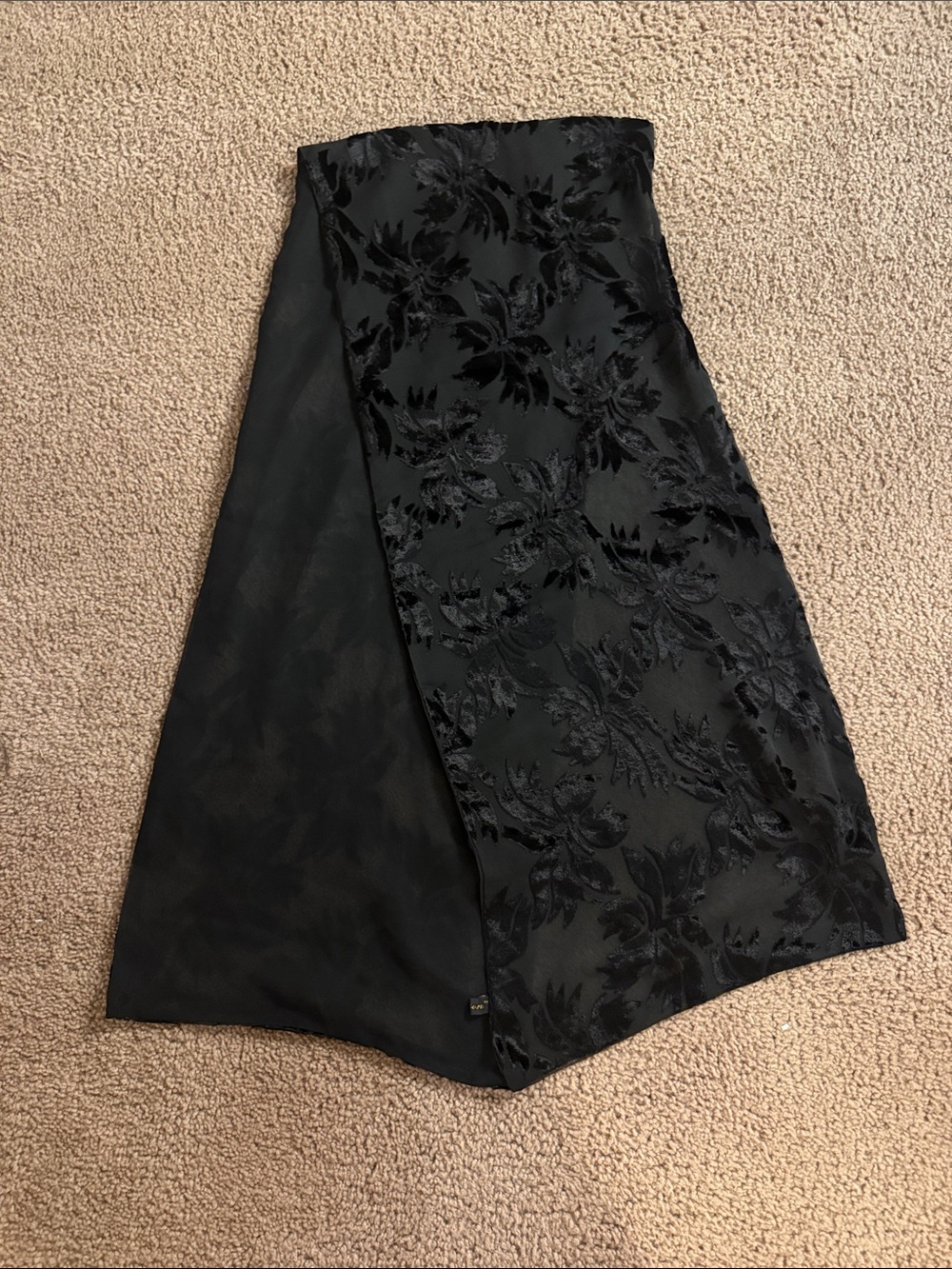 Cejon Black Floral Burnout Scarf Wrap